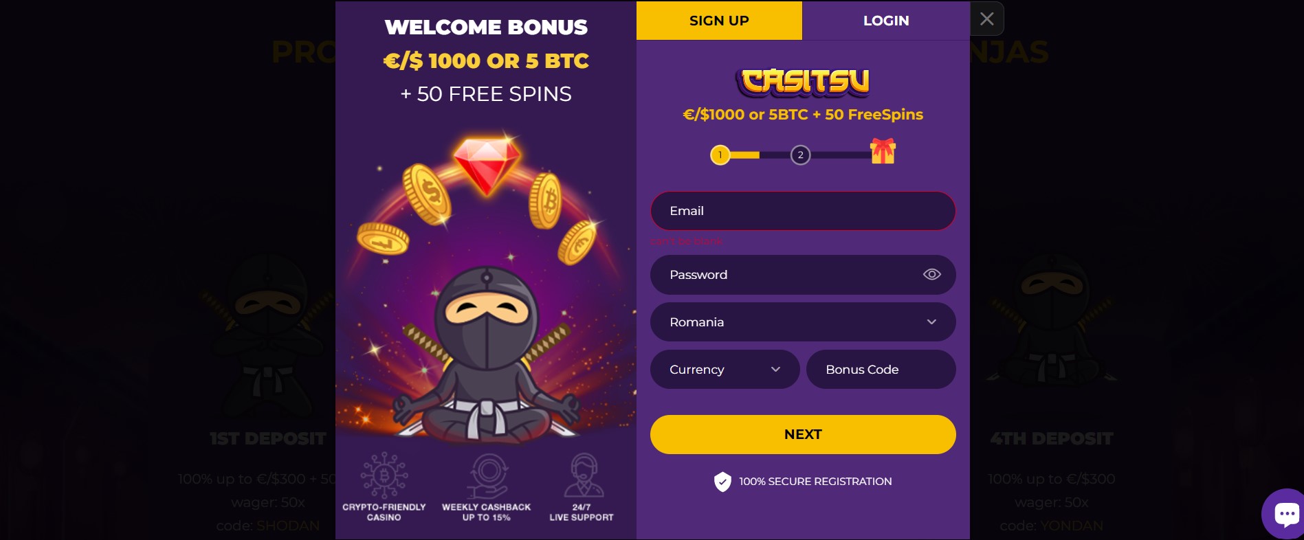 înregistrare la Casitsu Casino